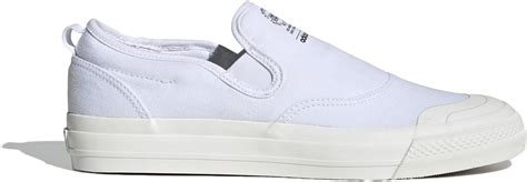 adidas nizza slip on triple white